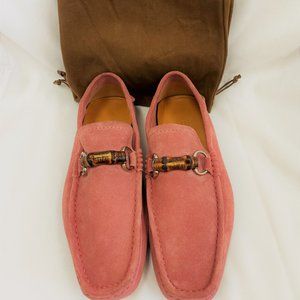 Gucci Suede Bamboo Horsebit Loafers